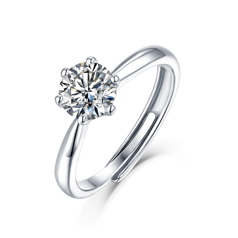 Classic Six Prong Moissanite Diamond Ring