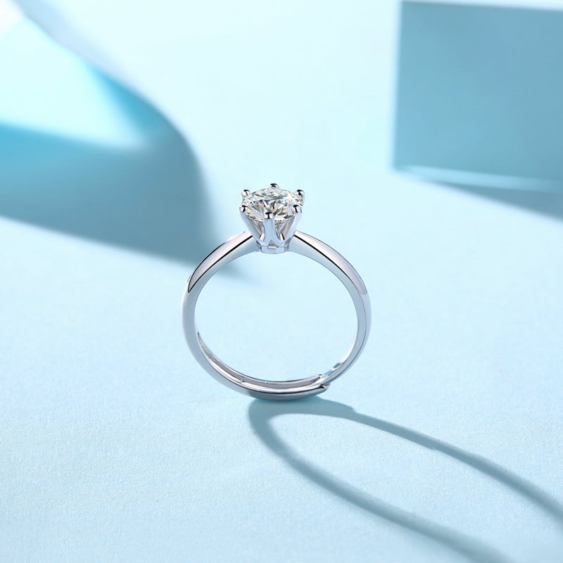 Classic Six Prong Moissanite Diamond Ring