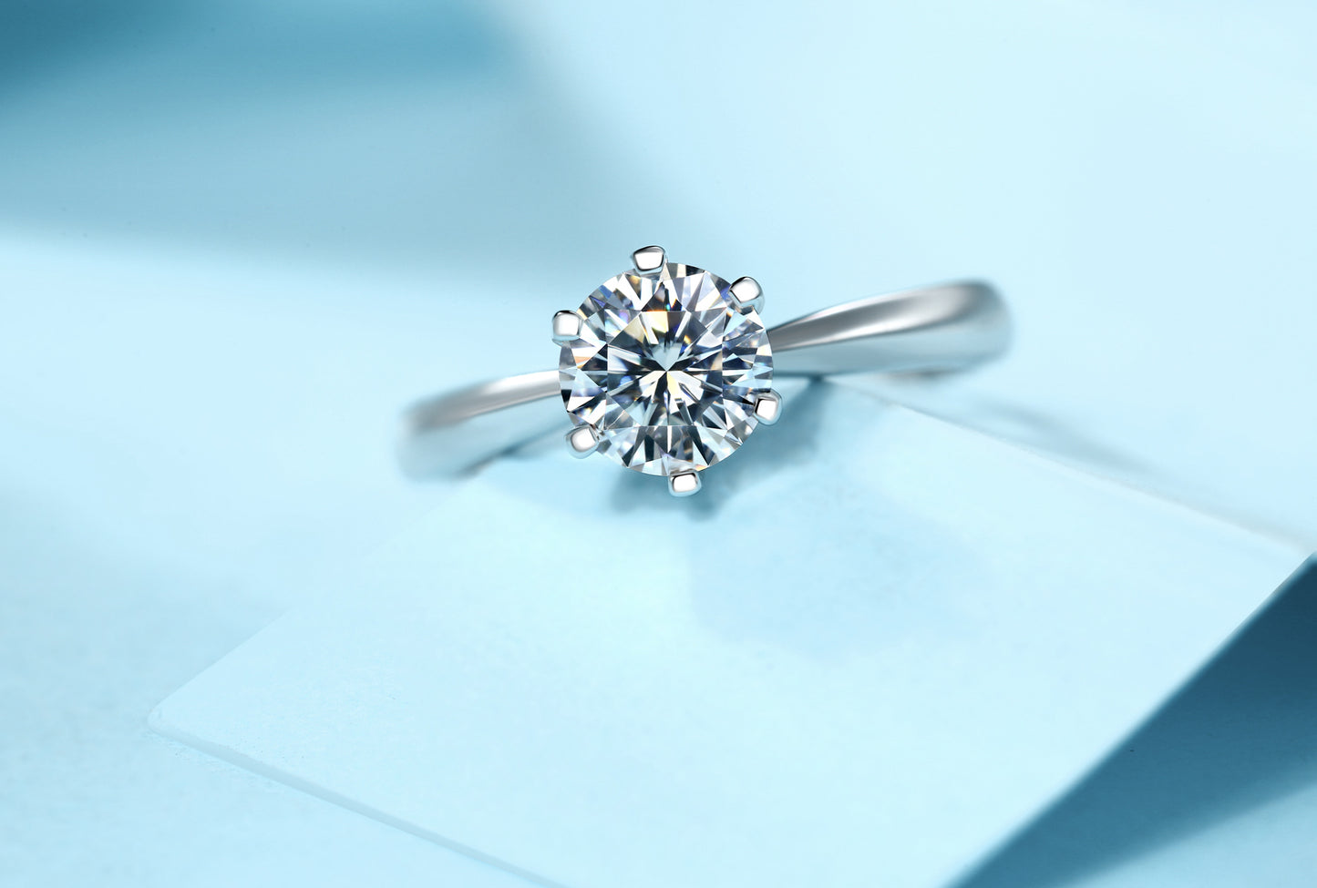 Classic Six Prong Moissanite Diamond Ring
