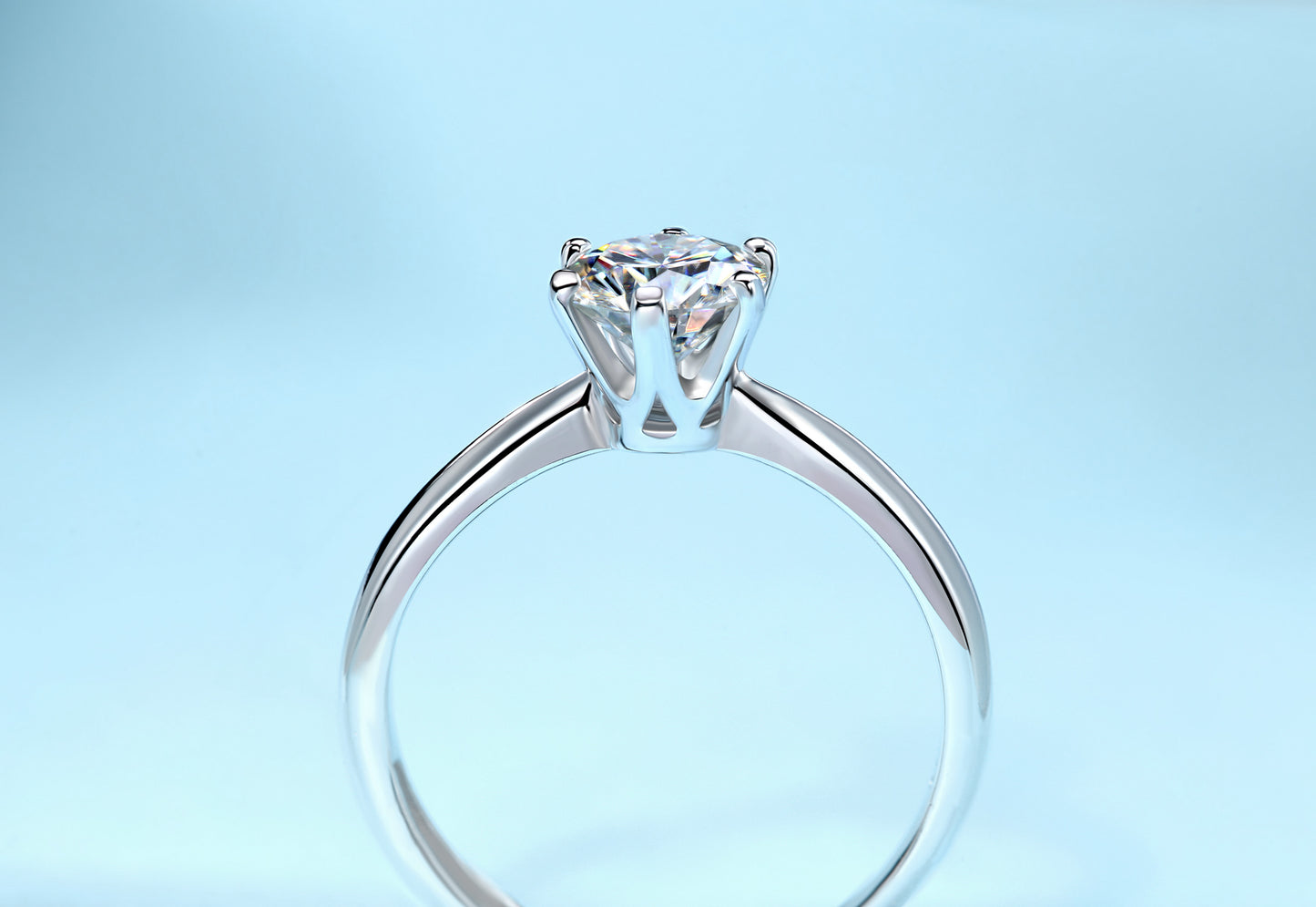 Classic Six Prong Moissanite Diamond Ring