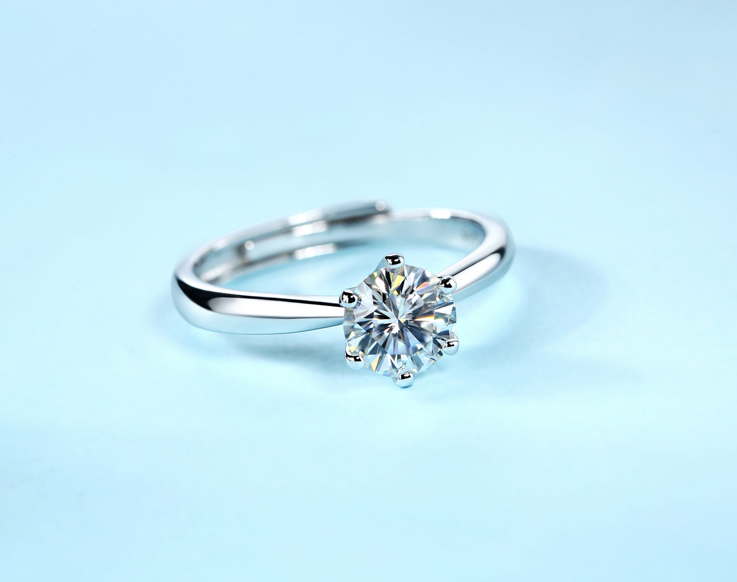 Classic Six Prong Moissanite Diamond Ring