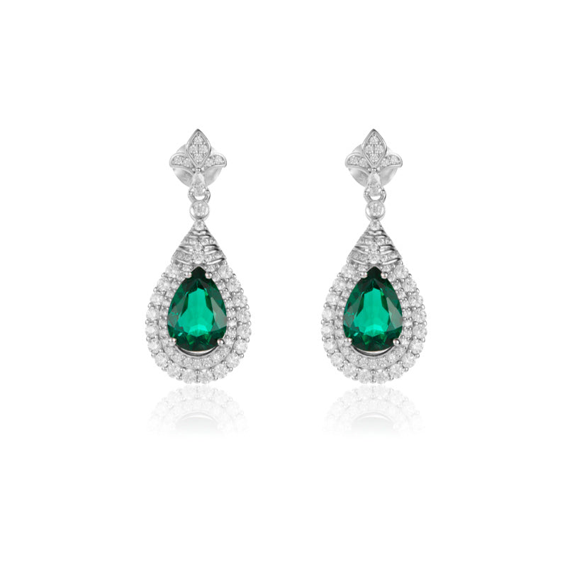 925 Sterling Silver Emerald Stud Earrings
