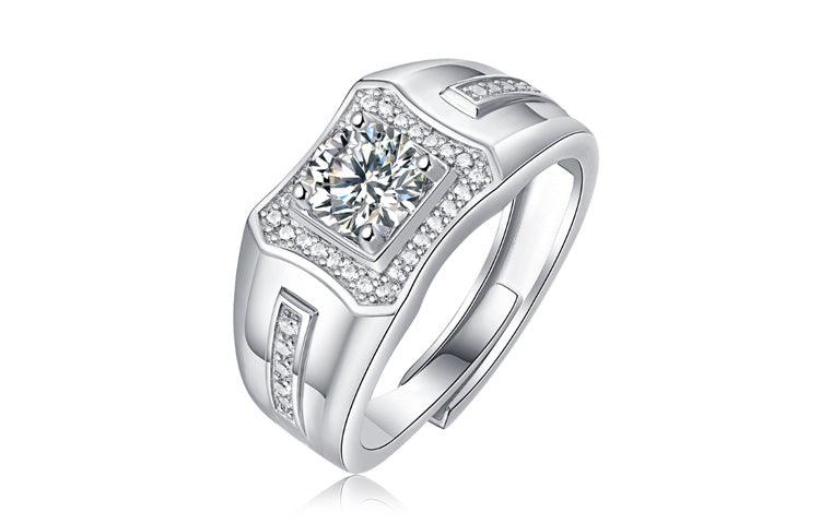Men's Wide Ring Face Moissanite Design Ring