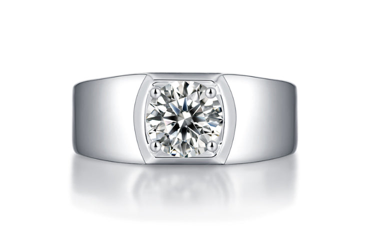 Men's wide Ring Face Moissanite Ring
