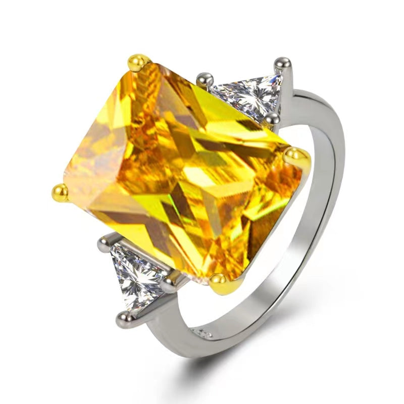 Sterling Silver Ring With Yellow Gemstones