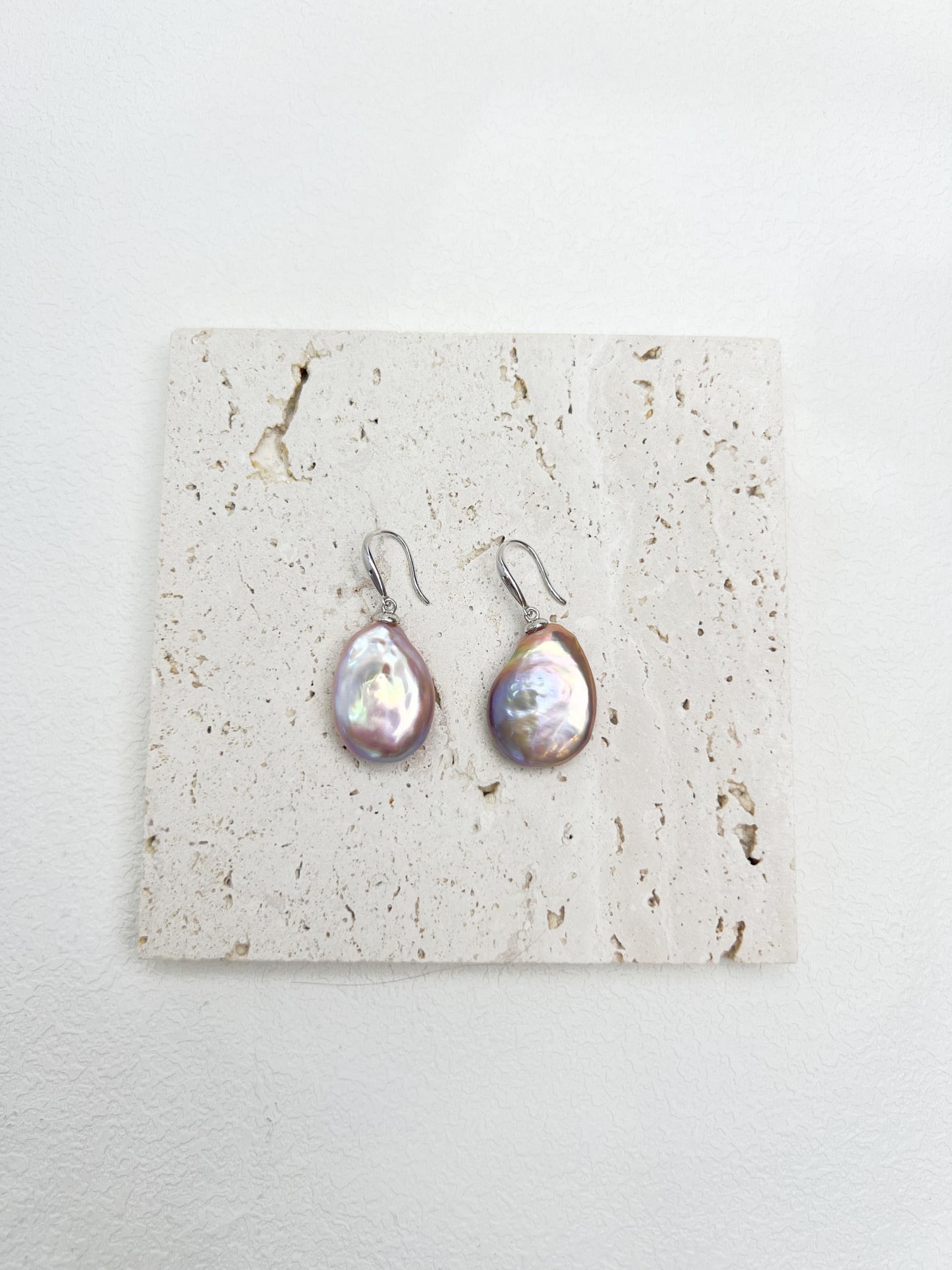 Purple Nucleated Freshwater Pearl Earrings
