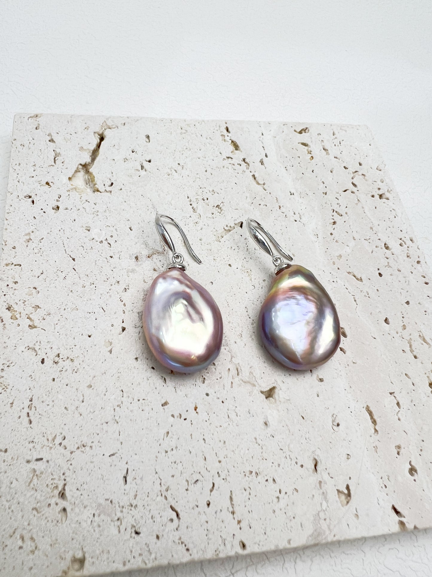 Purple Nucleated Freshwater Pearl Earrings