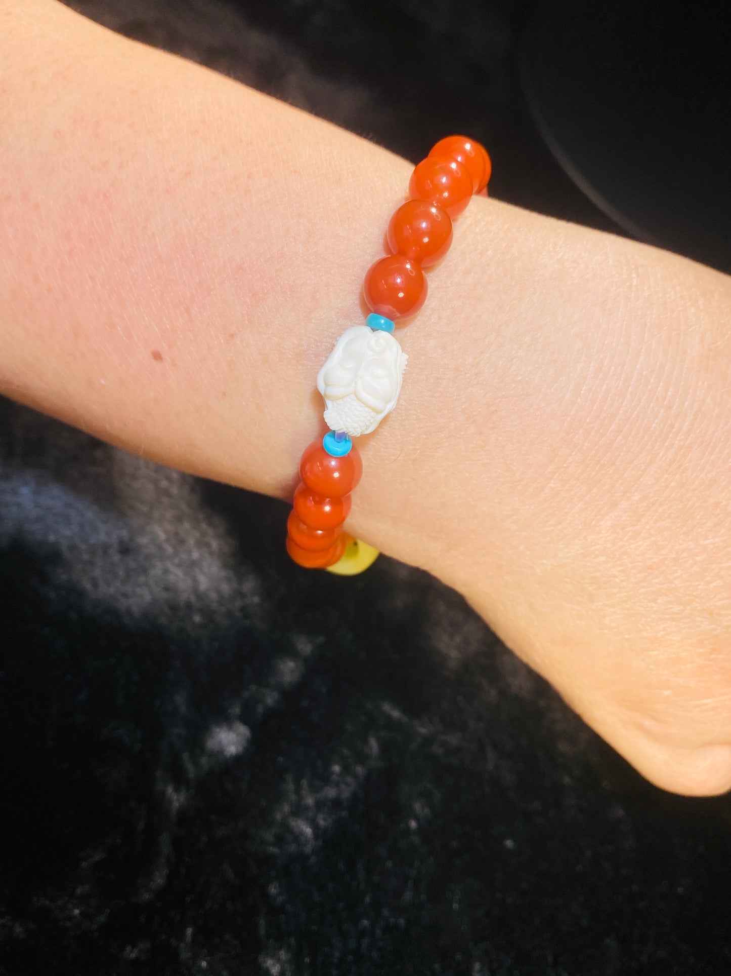 South Red Beads with Hand-carved Mermaid Accessory Bracelet