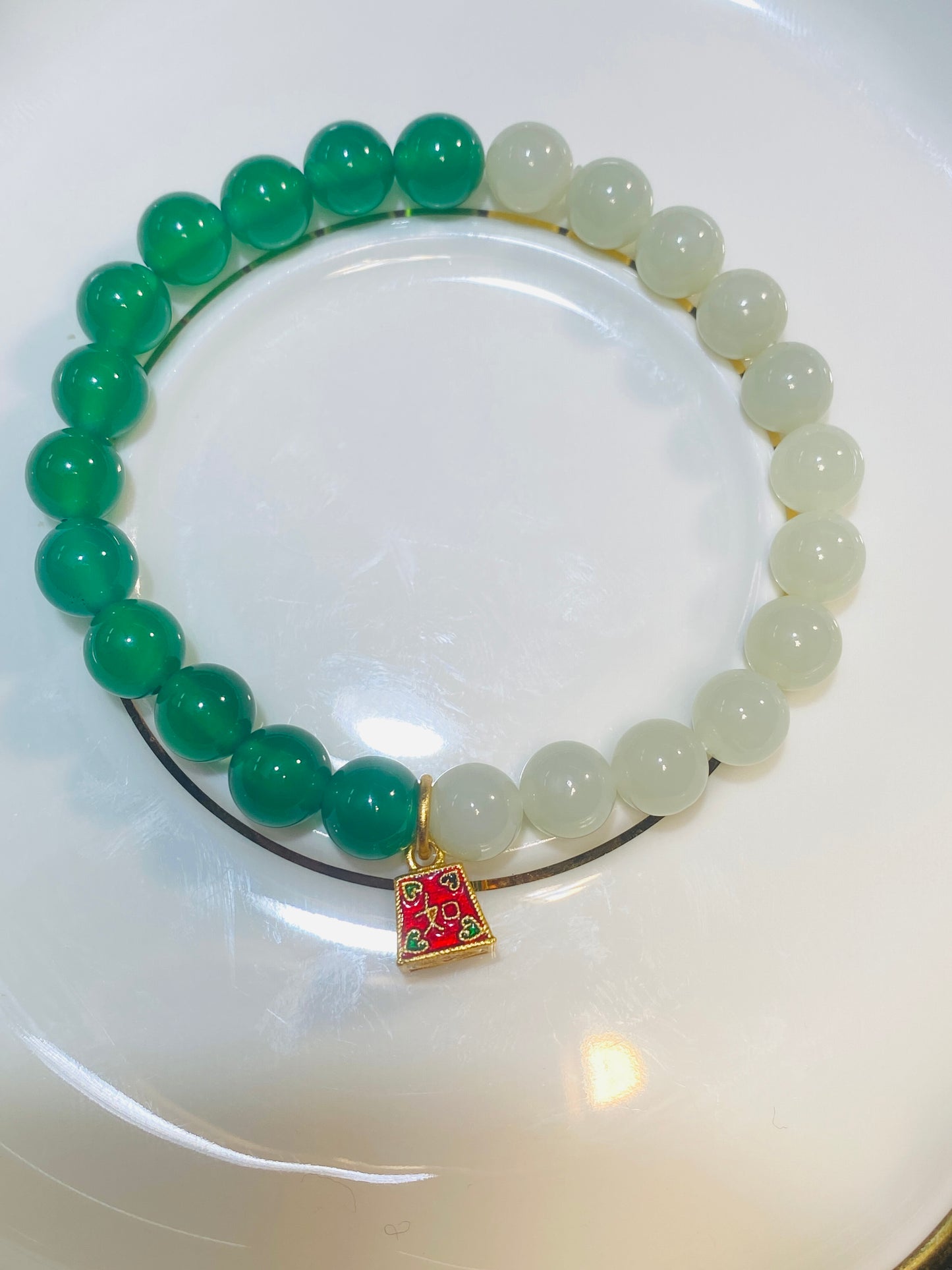 K Gold Pendant And Hetian Jade Bracelet
