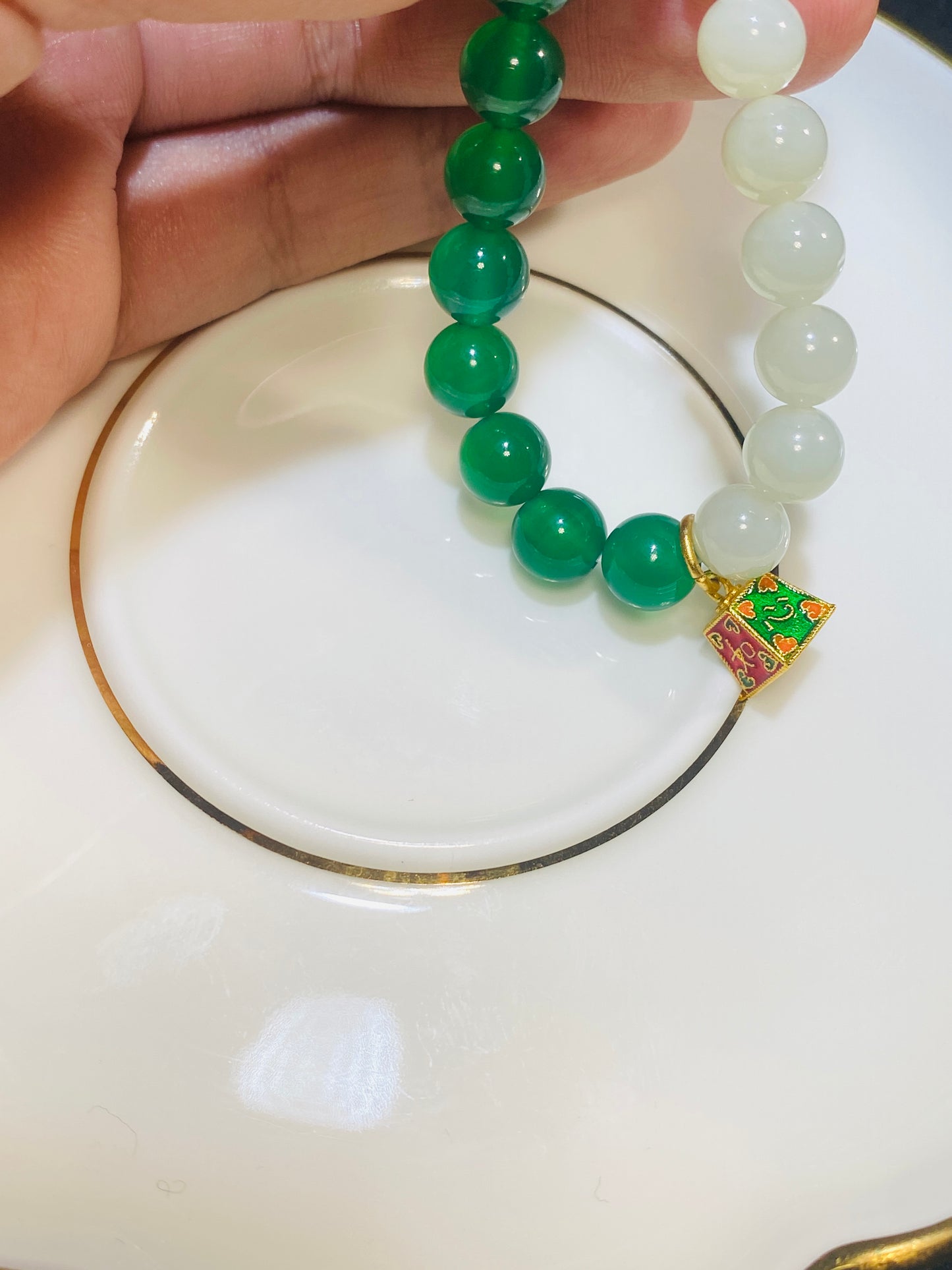 K Gold Pendant And Hetian Jade Bracelet