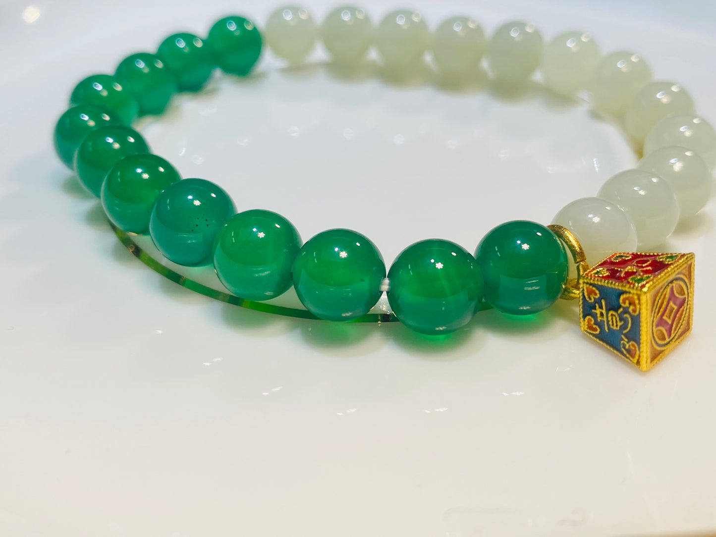 K Gold Pendant And Hetian Jade Bracelet
