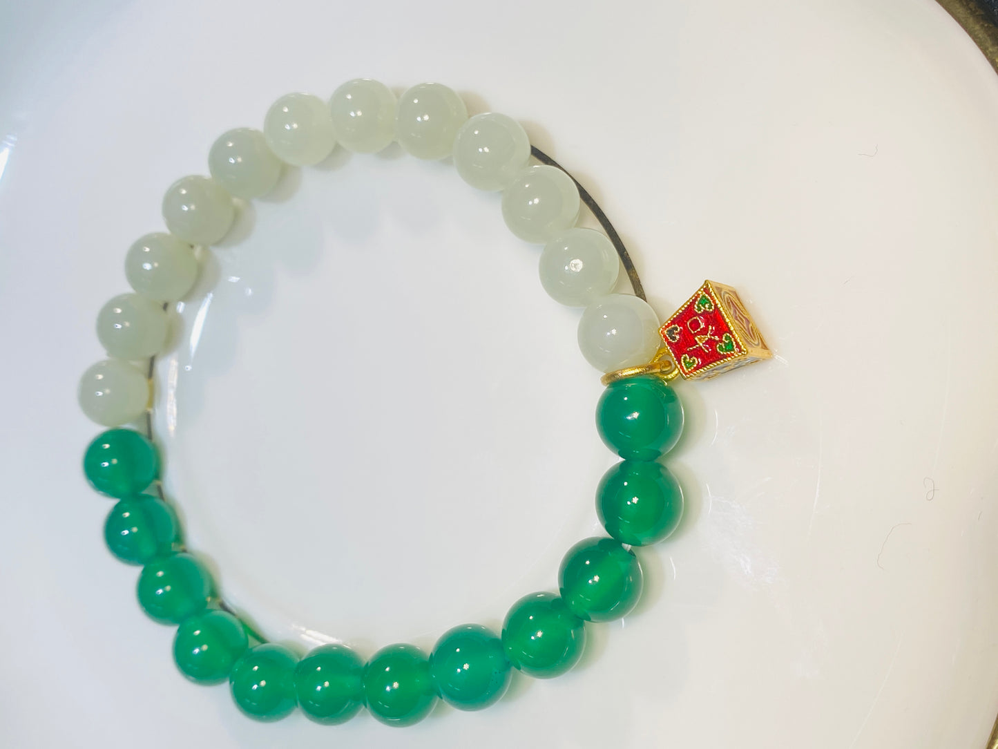 K Gold Pendant And Hetian Jade Bracelet