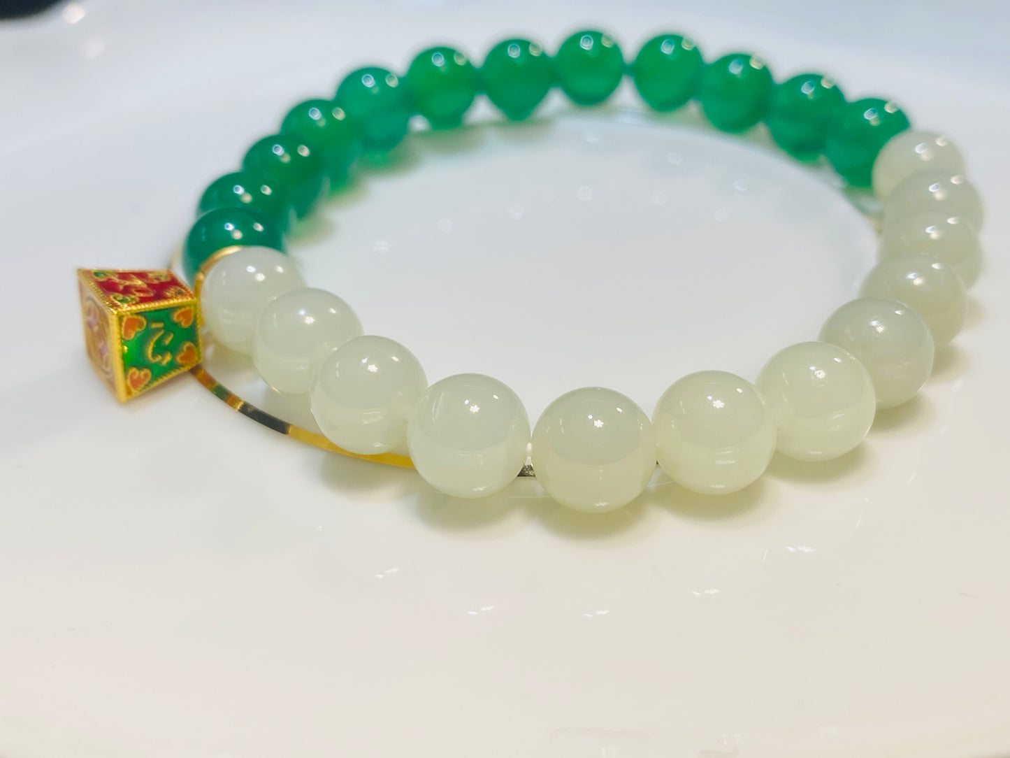 K Gold Pendant And Hetian Jade Bracelet