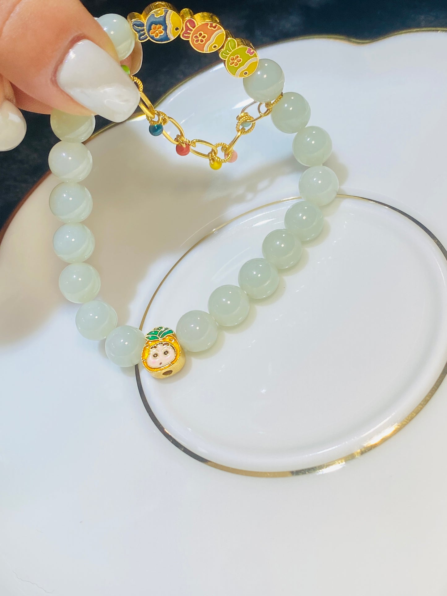 Hotan Jade Bracelet with Cartoon Crayon Shin-Chan Accessories