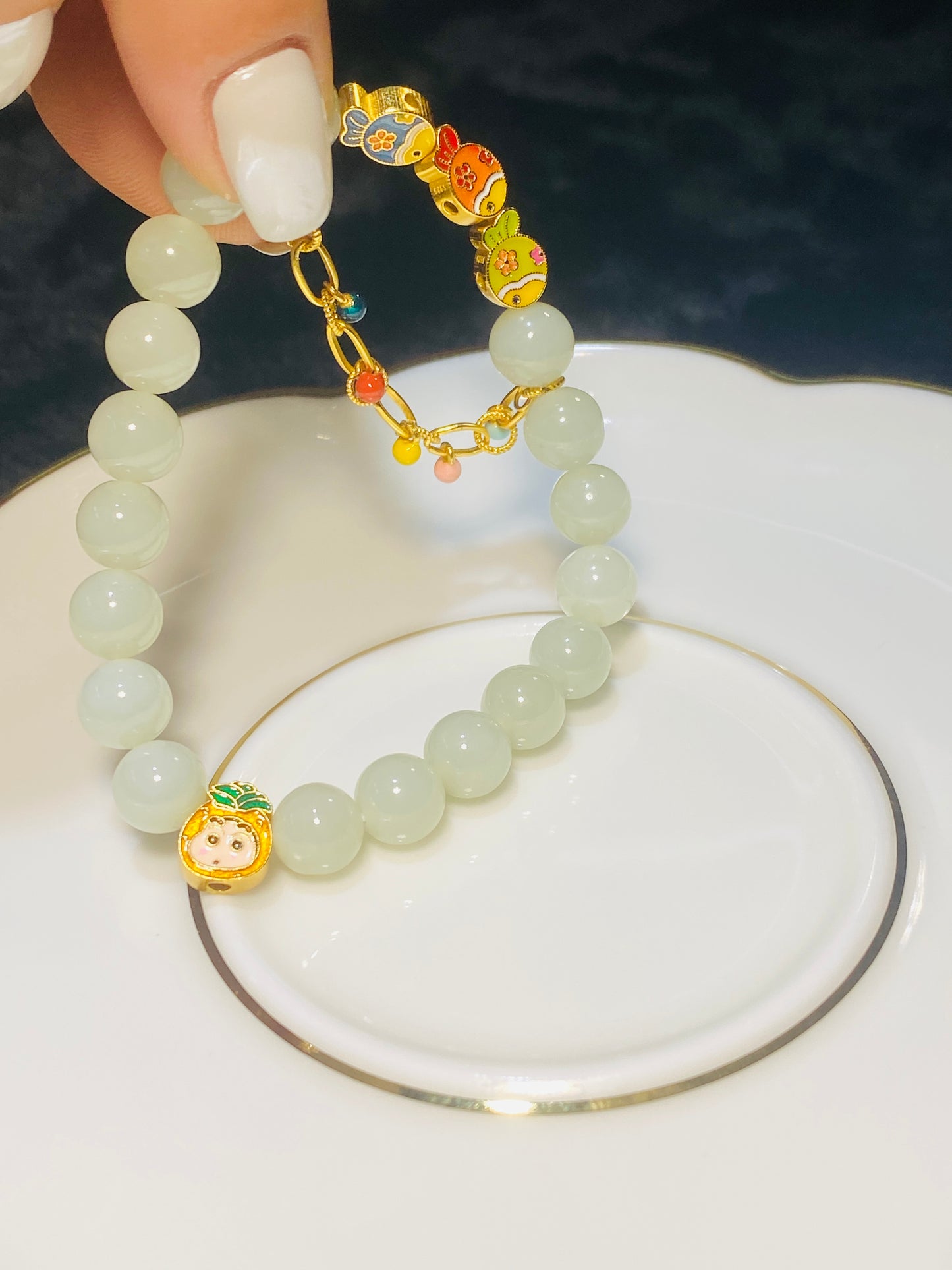 Hotan Jade Bracelet with Cartoon Crayon Shin-Chan Accessories
