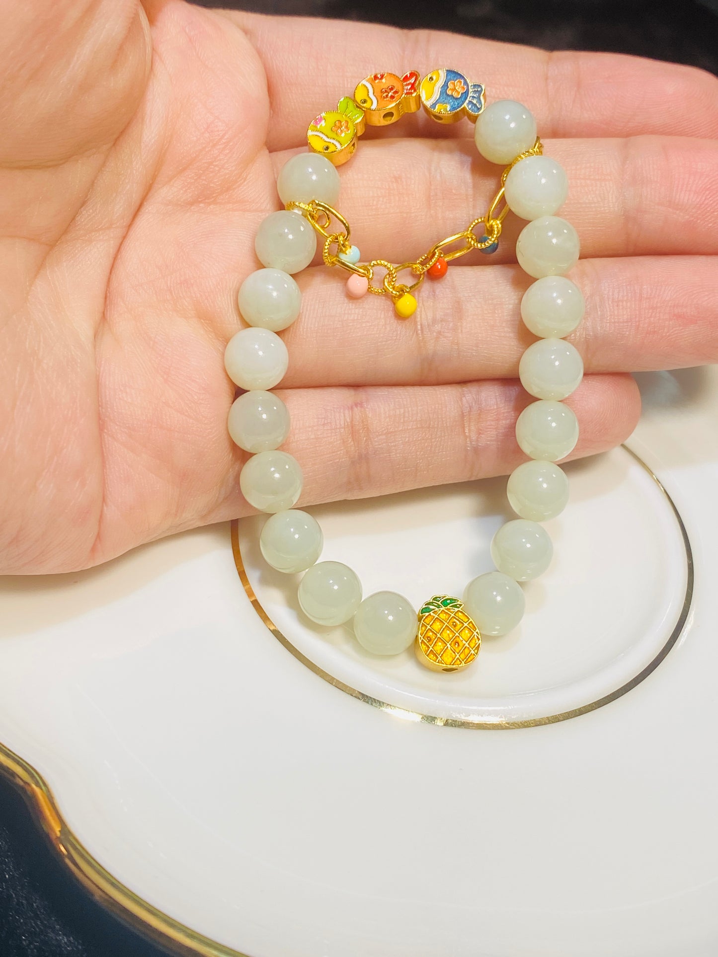 Hotan Jade Bracelet with Cartoon Crayon Shin-Chan Accessories