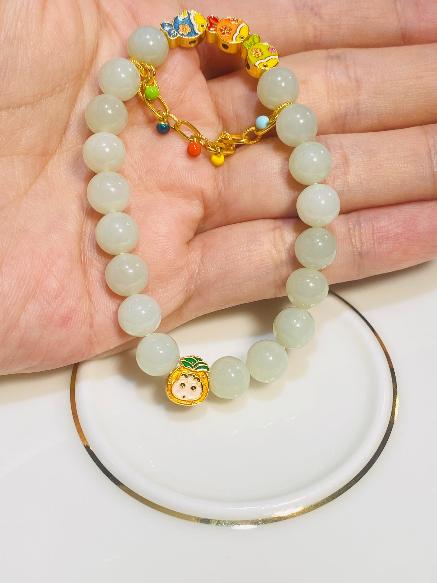 Hotan Jade Bracelet with Cartoon Crayon Shin-Chan Accessories