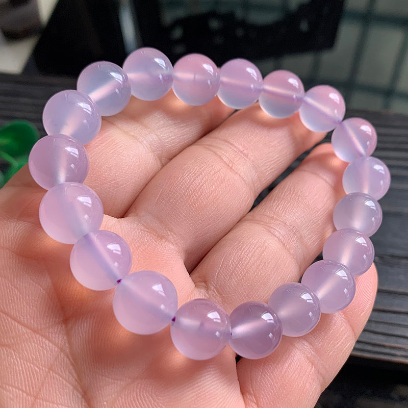 Natural Purple Agate Translucent Large Diameter Ball Bracelet