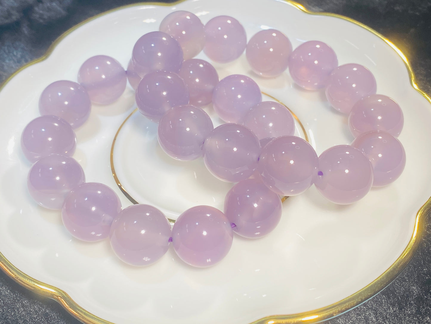Natural Purple Agate Translucent Large Diameter Ball Bracelet