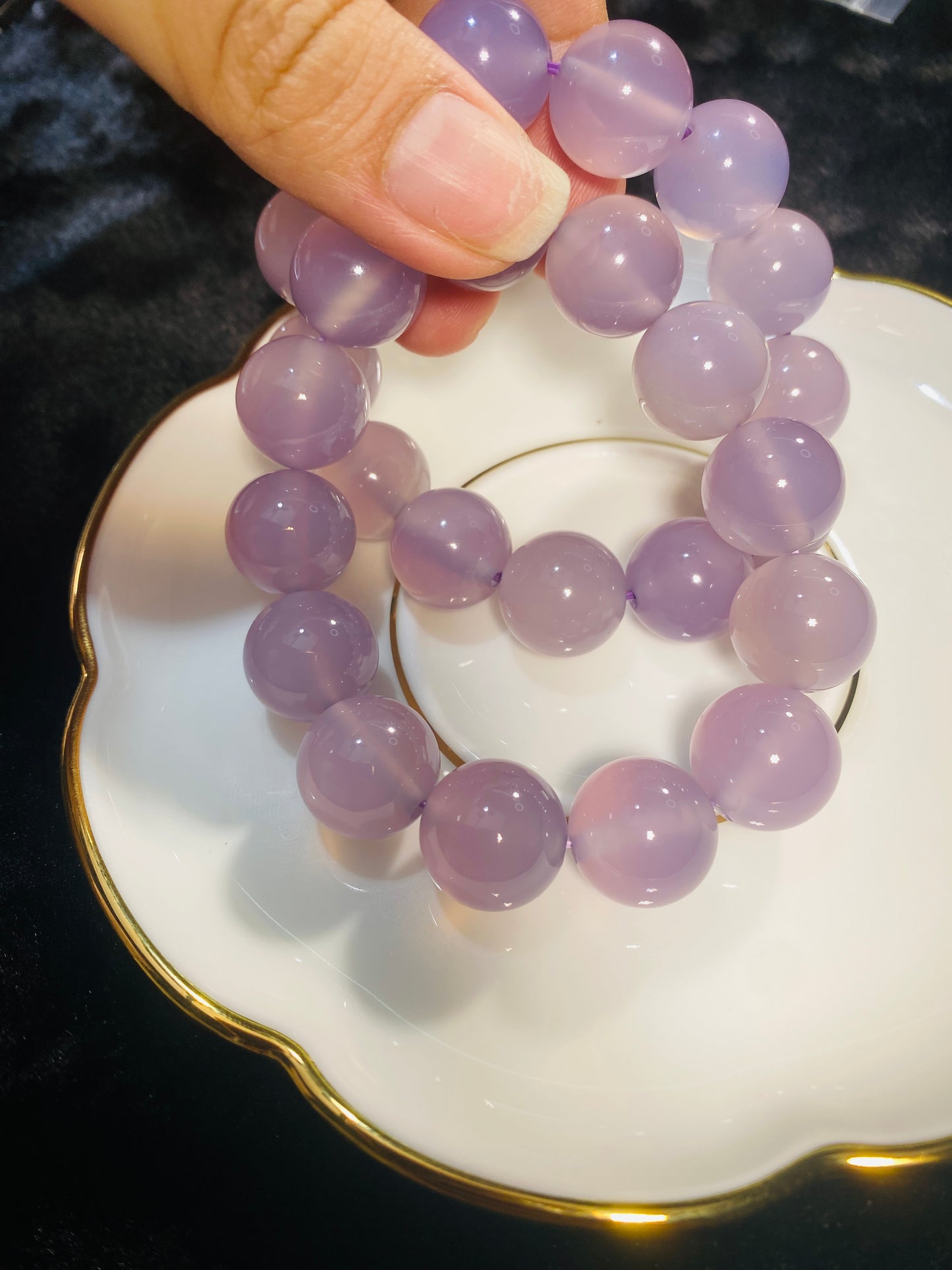 Natural Purple Agate Translucent Large Diameter Ball Bracelet