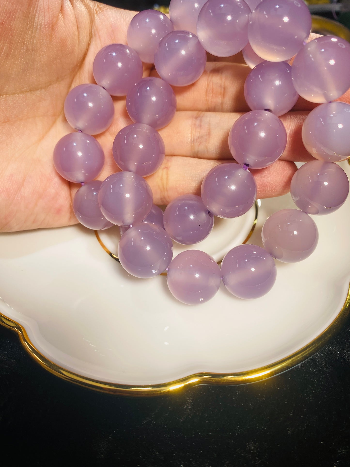 Natural Purple Agate Translucent Large Diameter Ball Bracelet