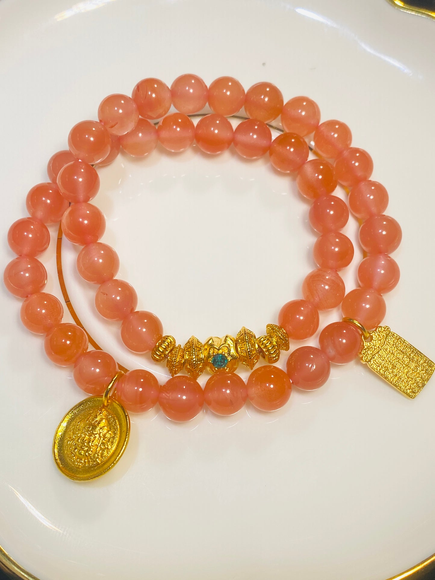 8mm Nanhong Bracelet With Gold-plated Silver Accessories Can Be Worn As A Necklace Or Bracelet