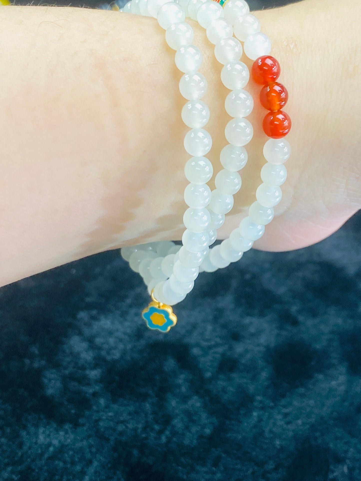 5mm Hetian Jade Beads With Small Fish Pattern Bracelet