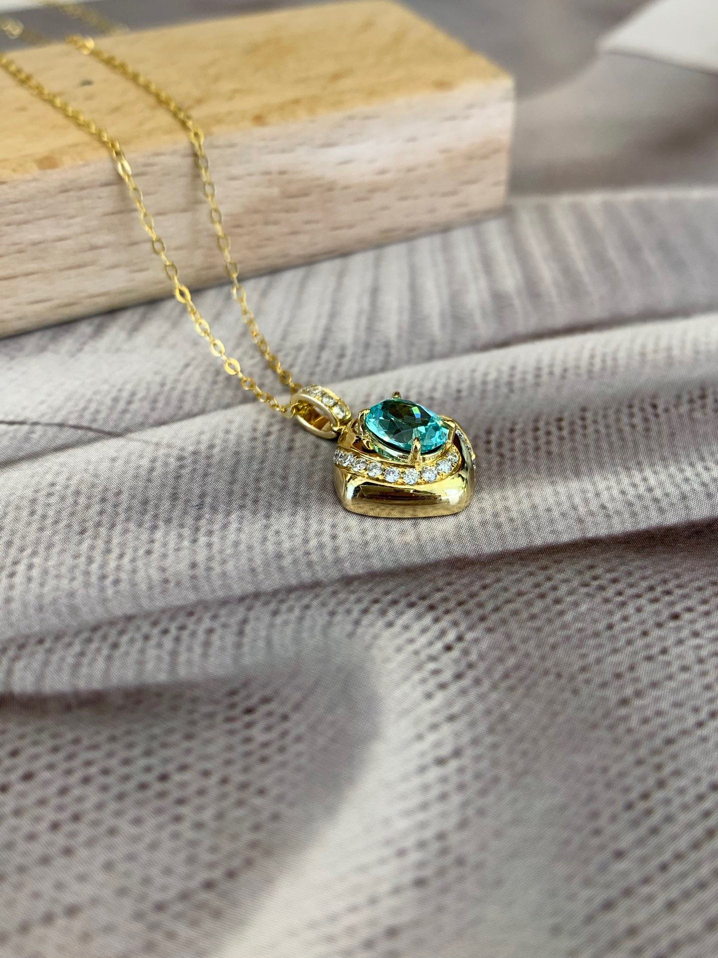 18K Gold Cultured Diamond Paraiba Jewelry Set