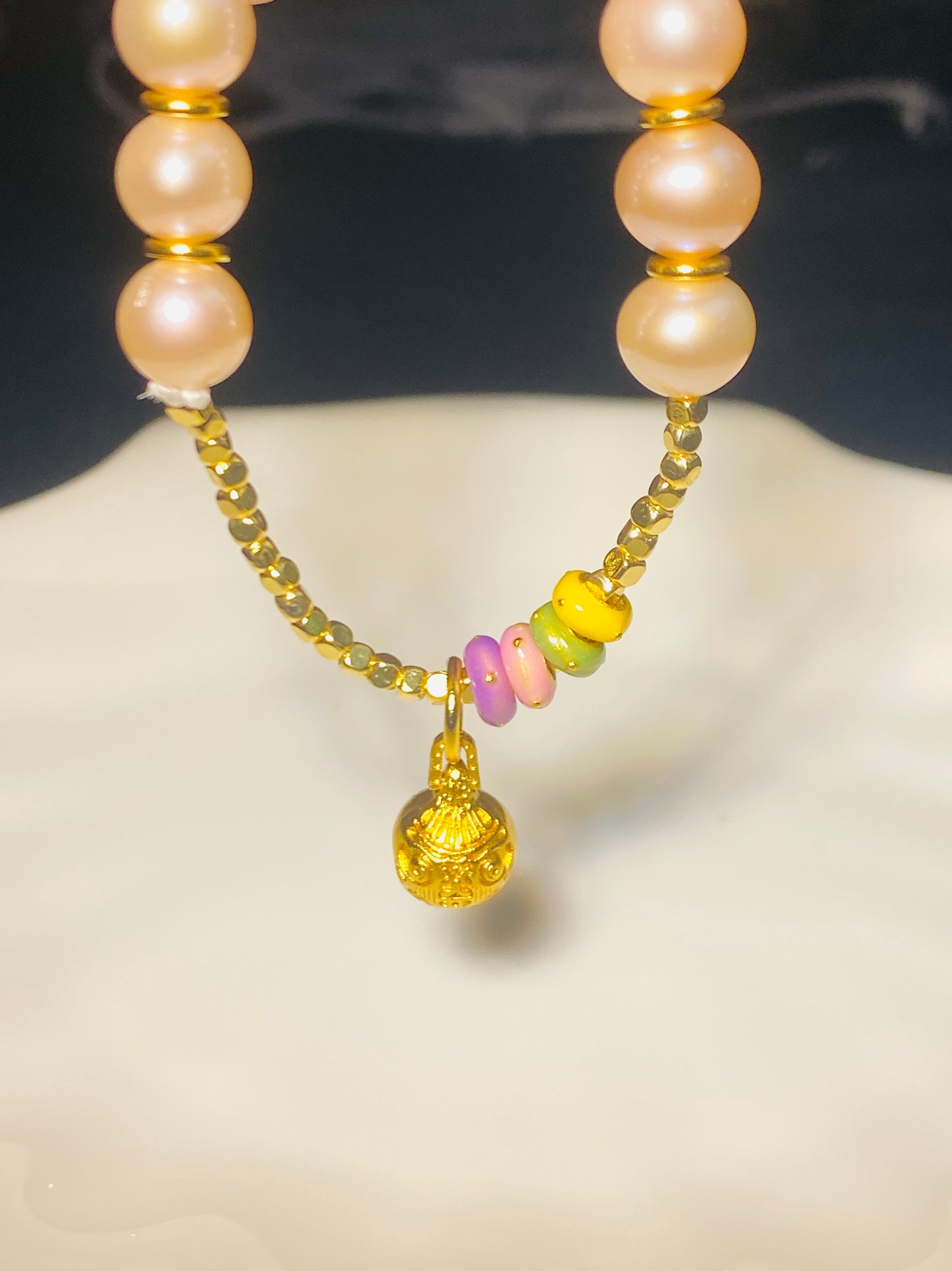 925 Sterling Silver Gold-plated Natural Freshwater Lotus Pink Pearl Bracelet
