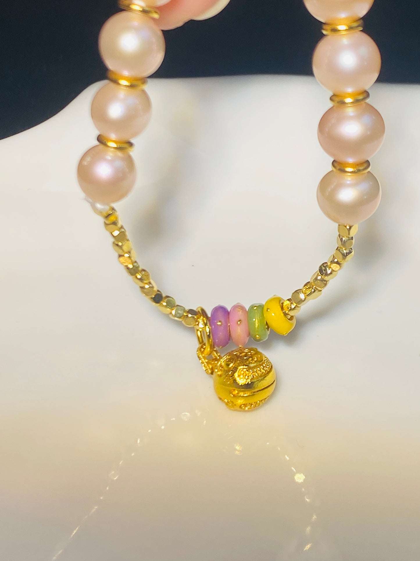 925 Sterling Silver Gold-plated Natural Freshwater Lotus Pink Pearl Bracelet