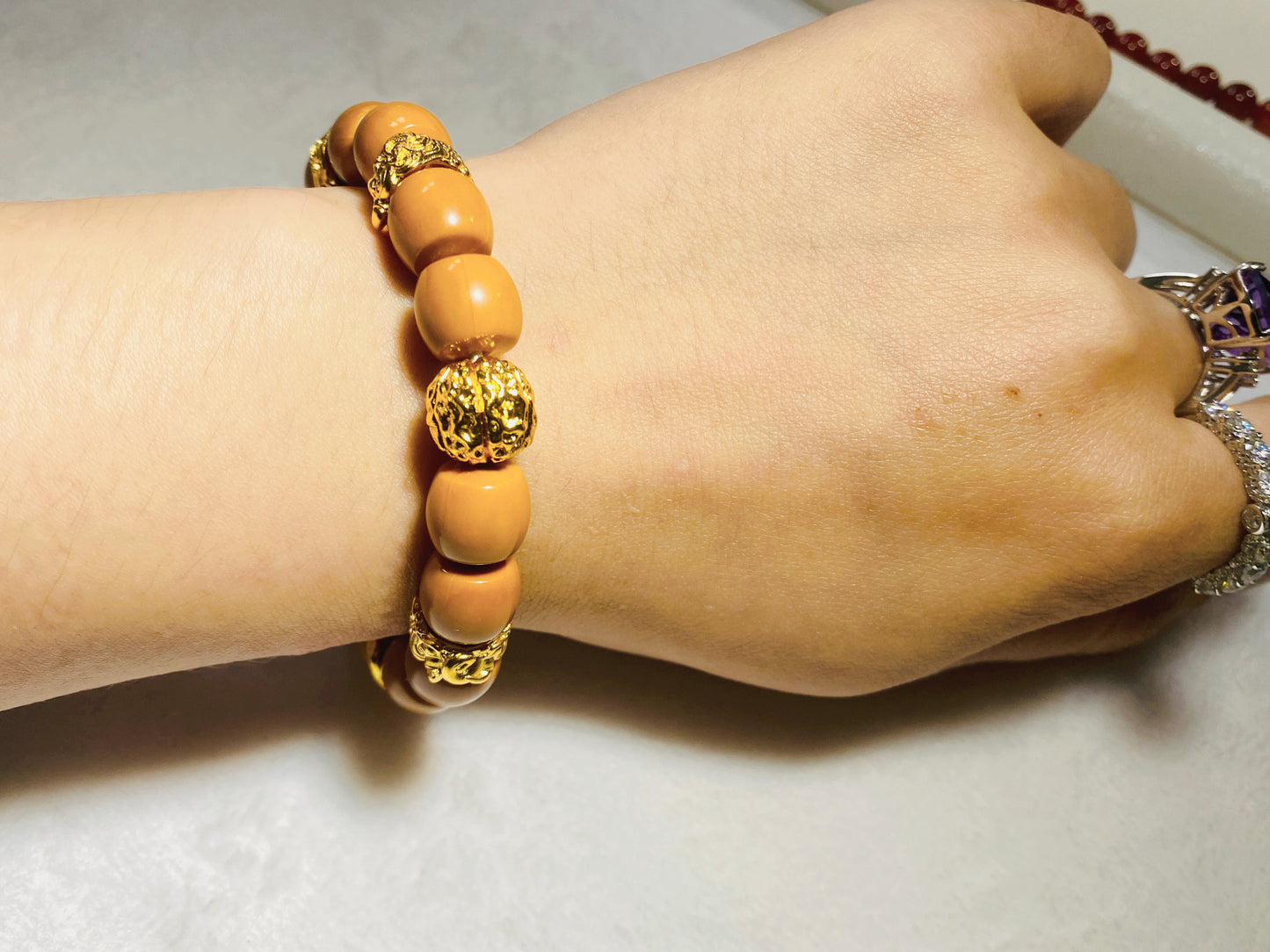 925 Sterling Silver Walnut Buddhist Beads Bracelet