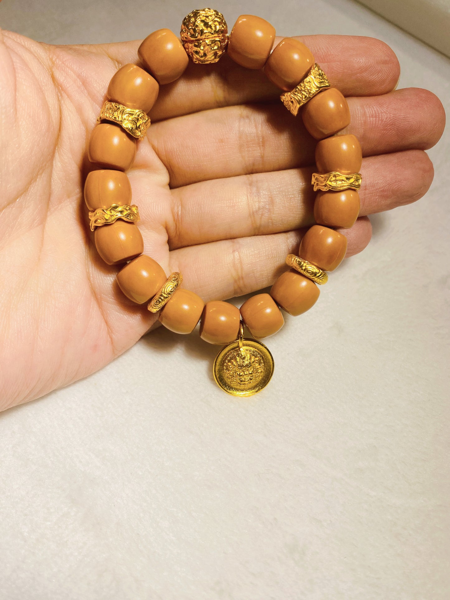 925 Sterling Silver Walnut Buddhist Beads Bracelet