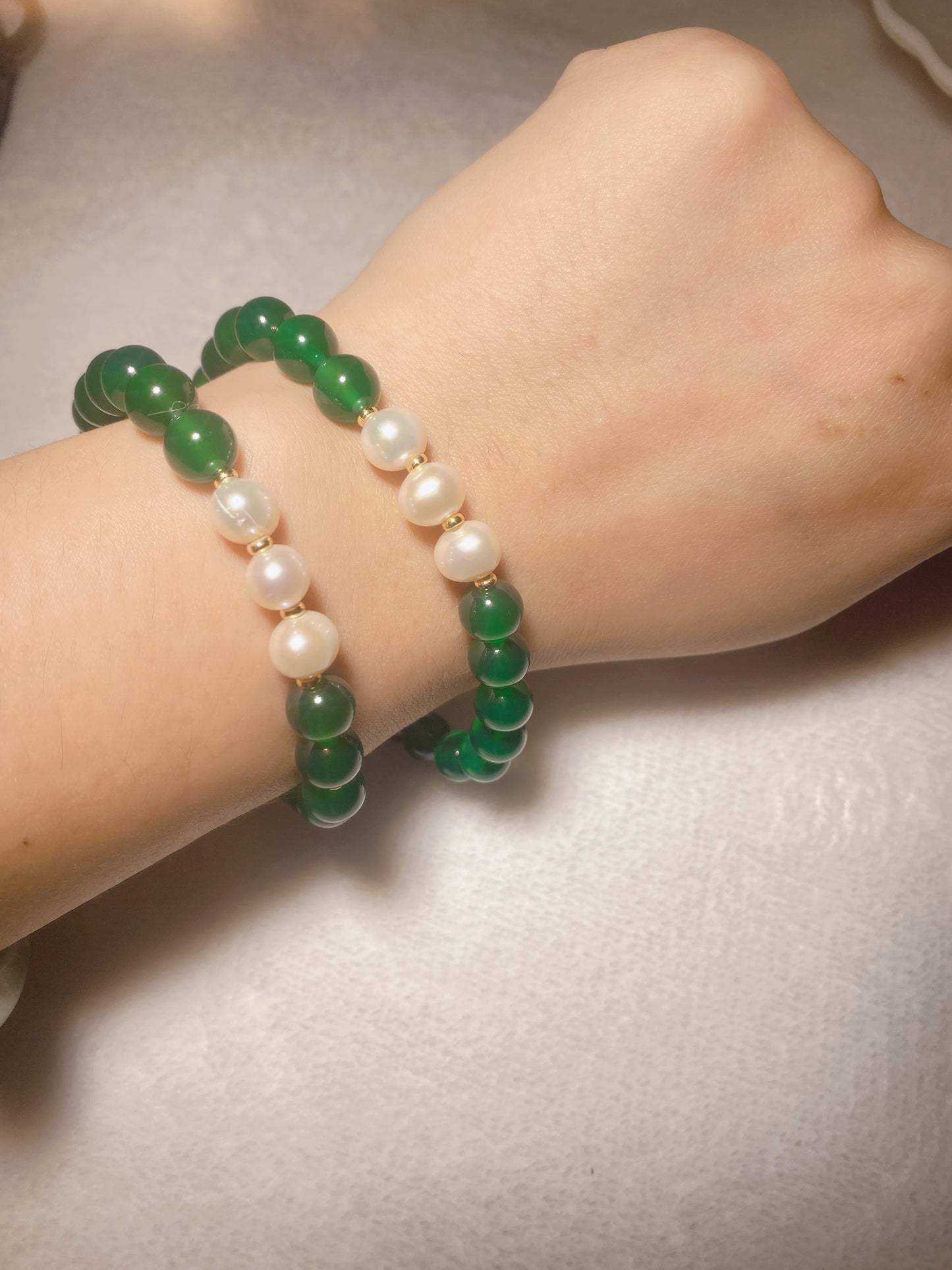 Garnet Green Agate Pearl Double Wrap Bracelet or Necklace