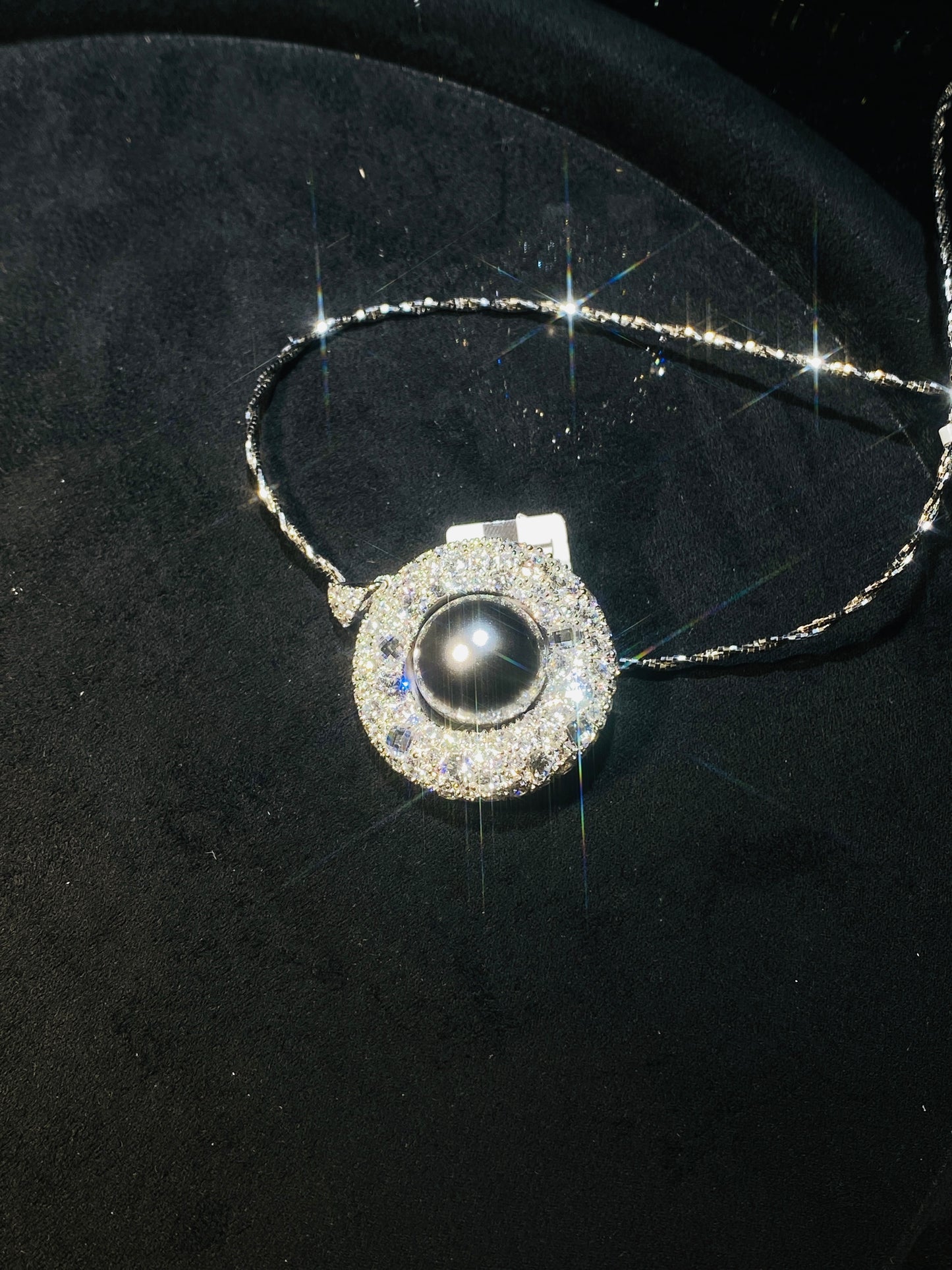 925 Silver Synthetic Zircon Inlaid Black Pearl Retro Bird's Nest Necklace
