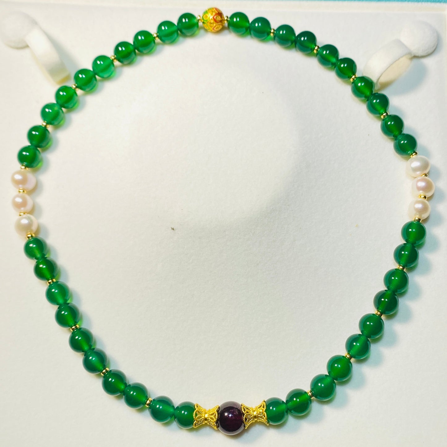 Garnet Green Agate Pearl Double Wrap Bracelet or Necklace