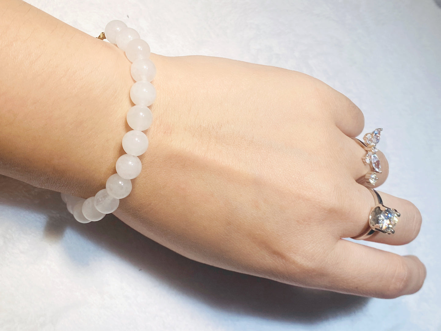 White Agate with Double-Sided Butterfly Bracelet