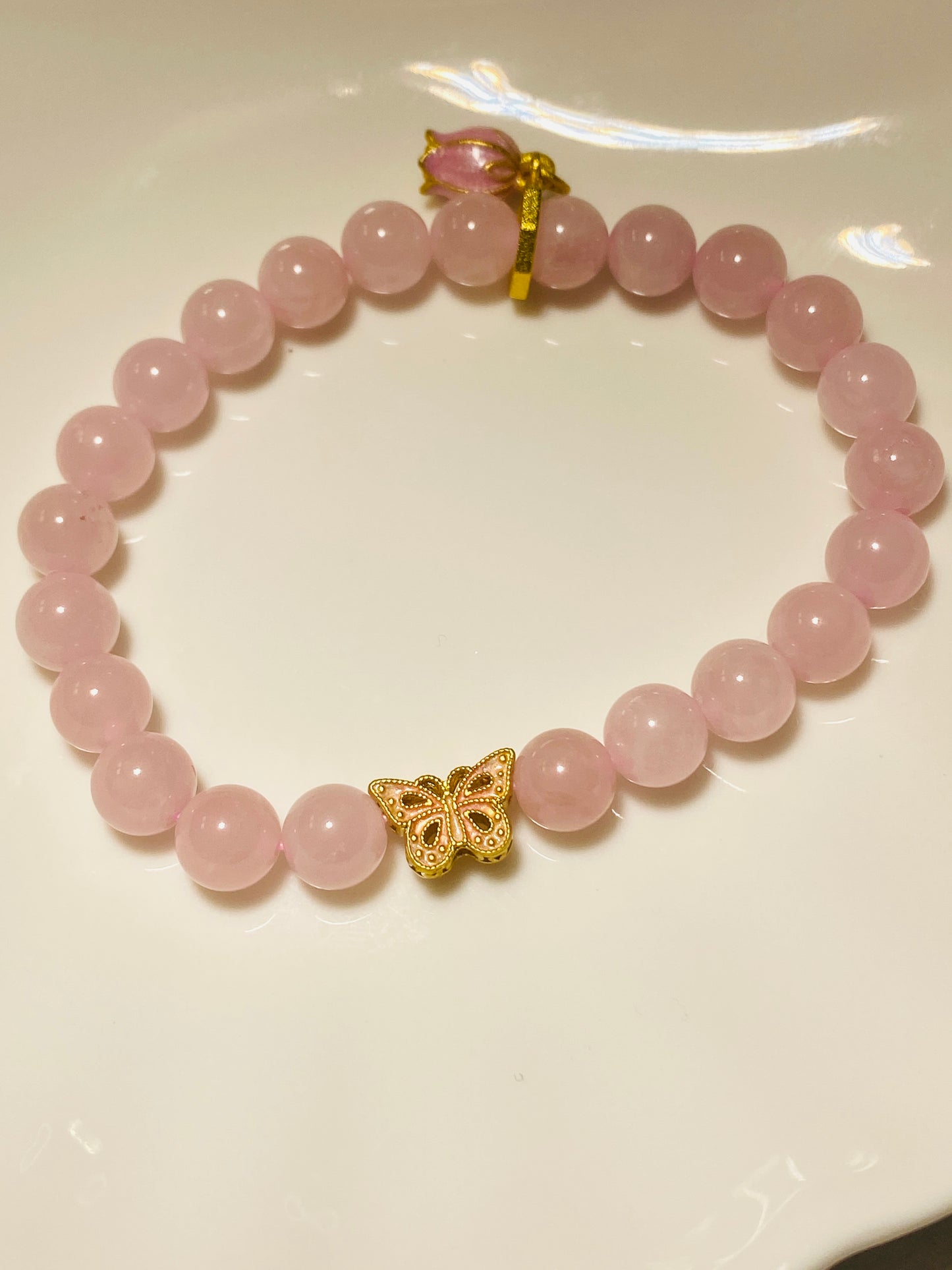 Pink Crystal Tulip Pendant Bracelet