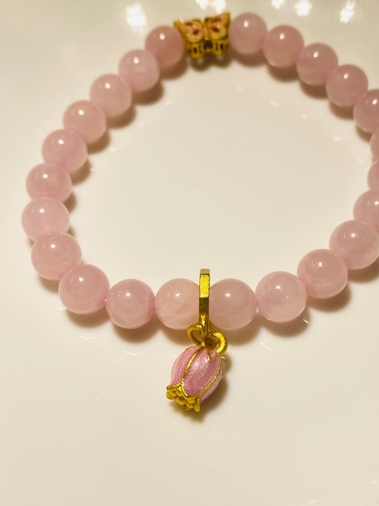 Pink Crystal Tulip Pendant Bracelet