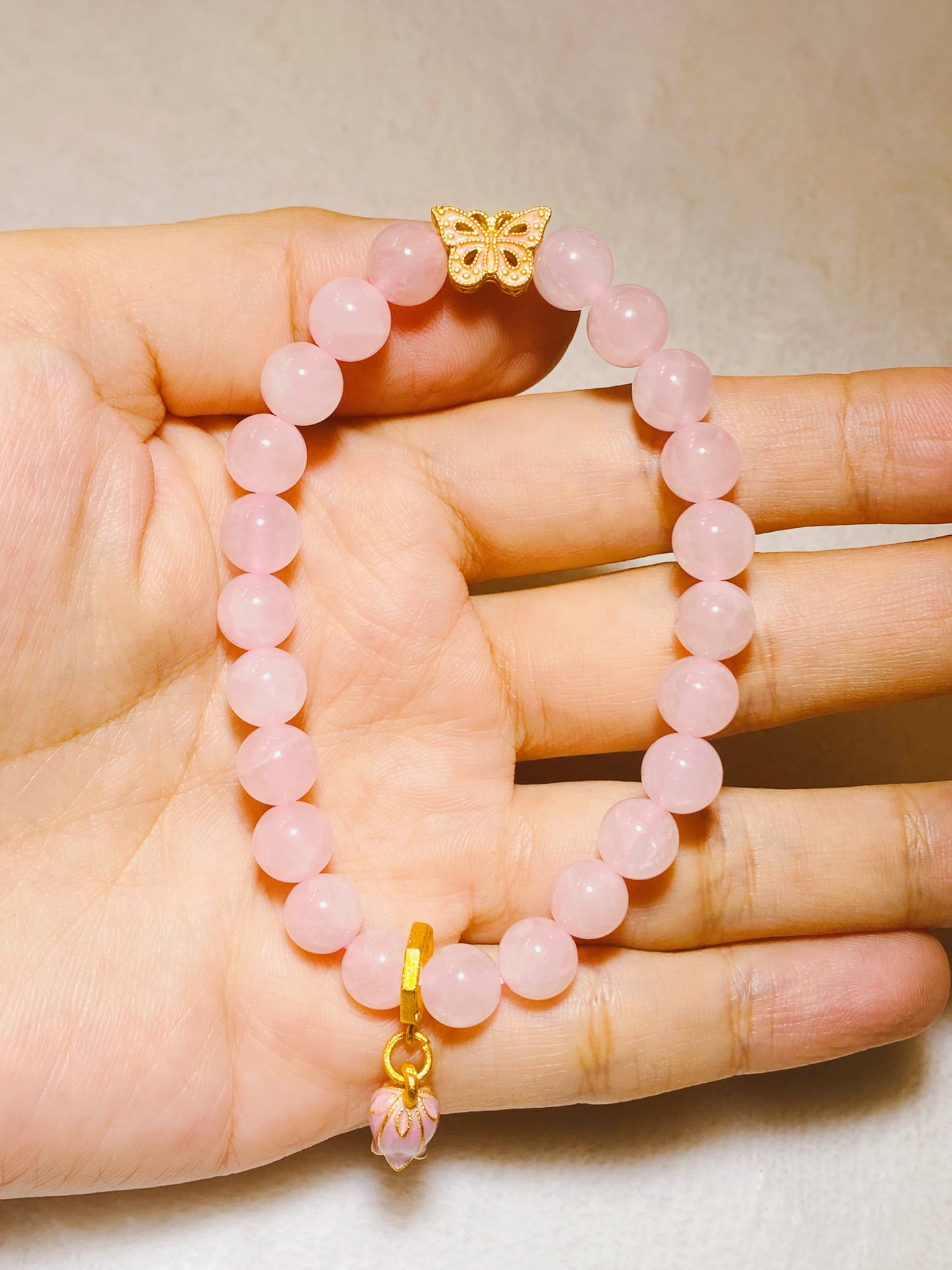 Pink Crystal Tulip Pendant Bracelet