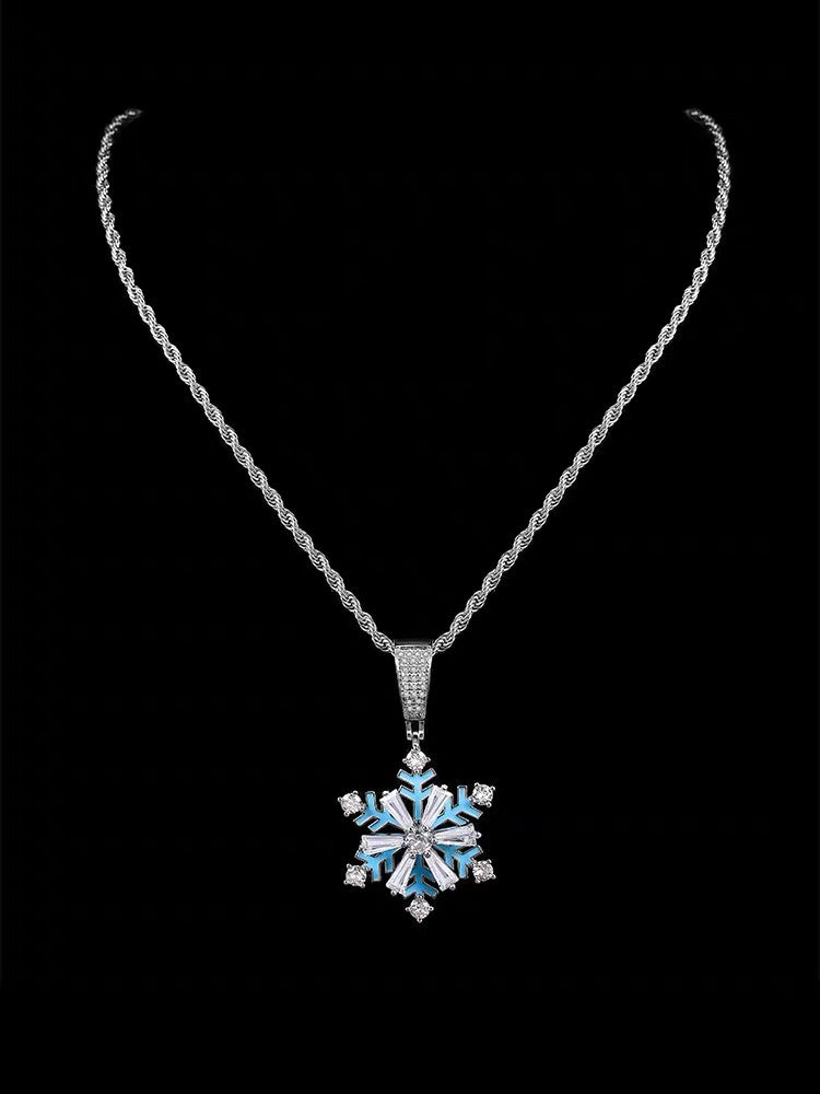 Small Rotatable Snowflake Pendant Inlaid With Moissanite Hip-hop Cool Style