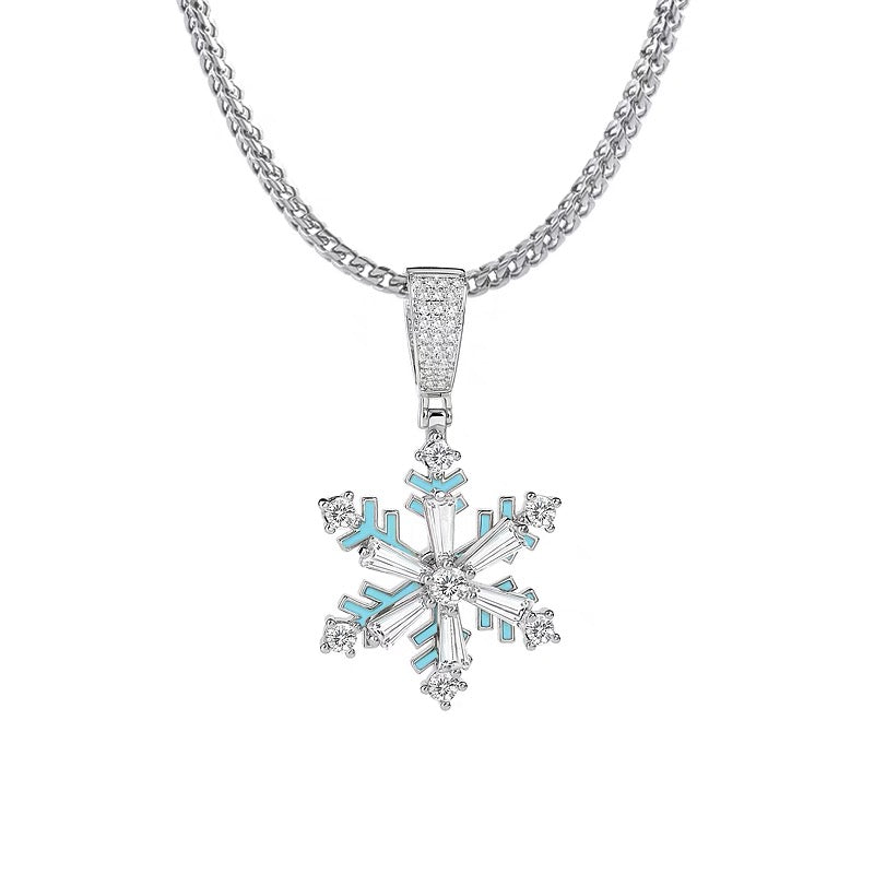 Small Rotatable Snowflake Pendant Inlaid With Moissanite Hip-hop Cool Style