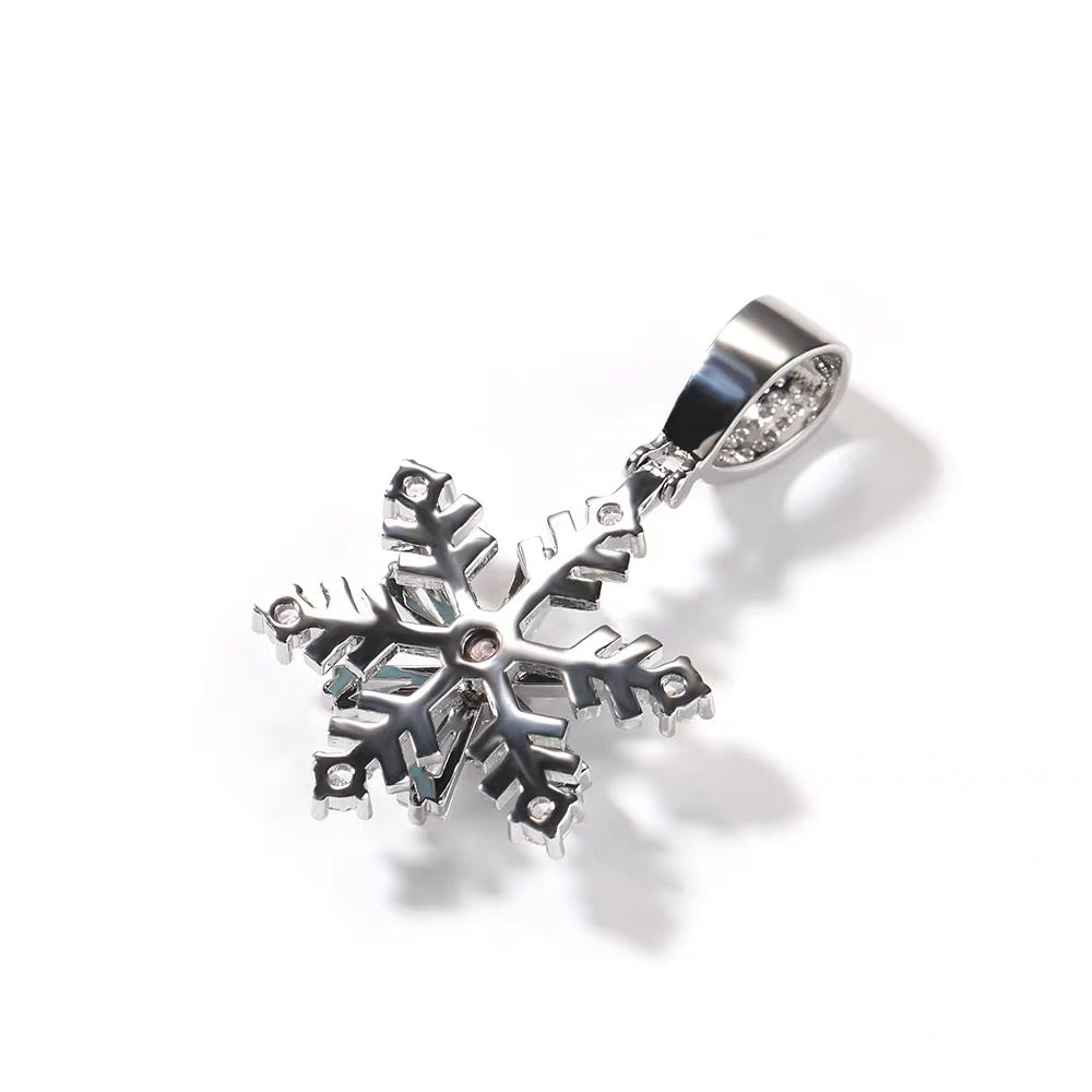 Small Rotatable Snowflake Pendant Inlaid With Moissanite Hip-hop Cool Style