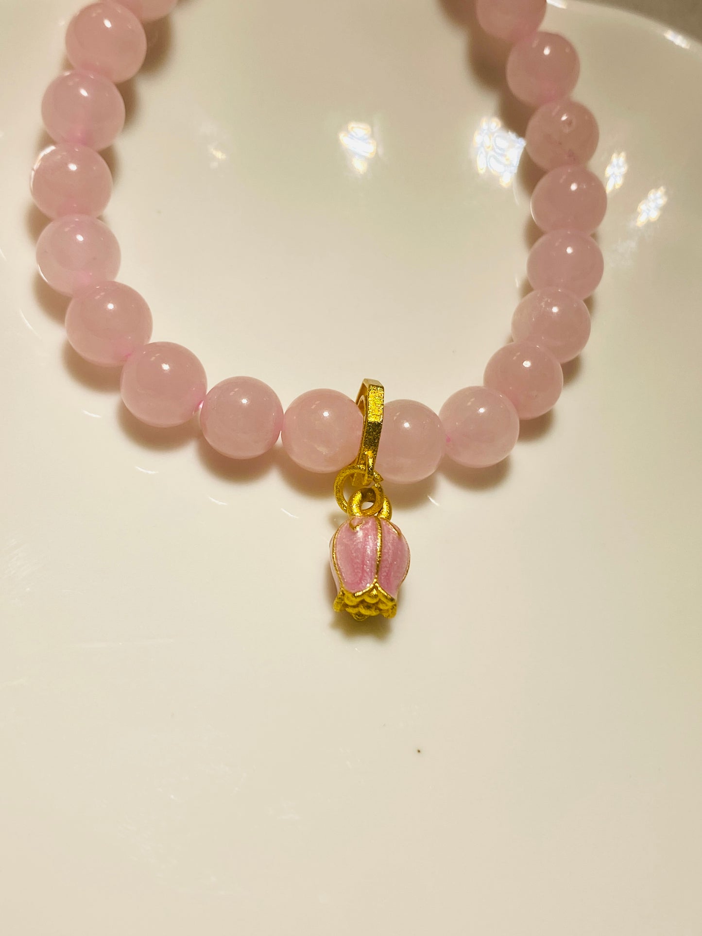 Pink Crystal Tulip Pendant Bracelet