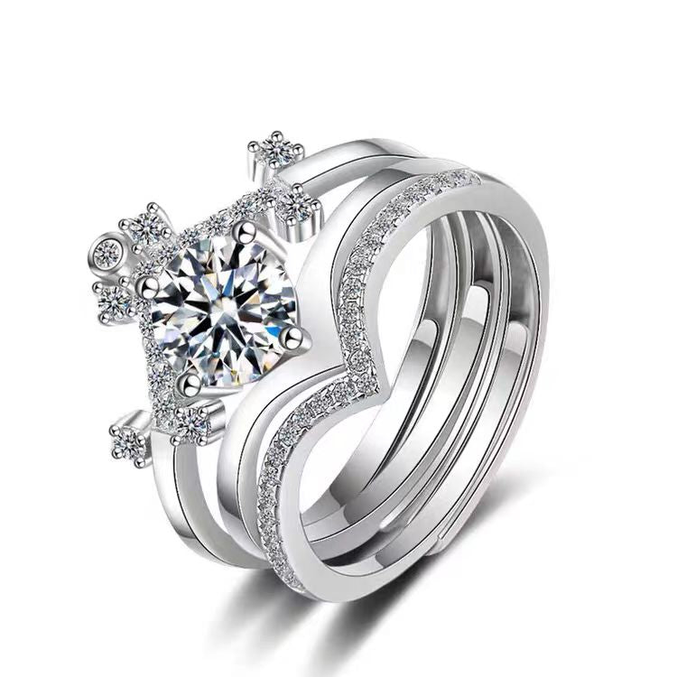 925 Sterling Silver Crown Shape Ring Can Be Combined Or Worn Alone
