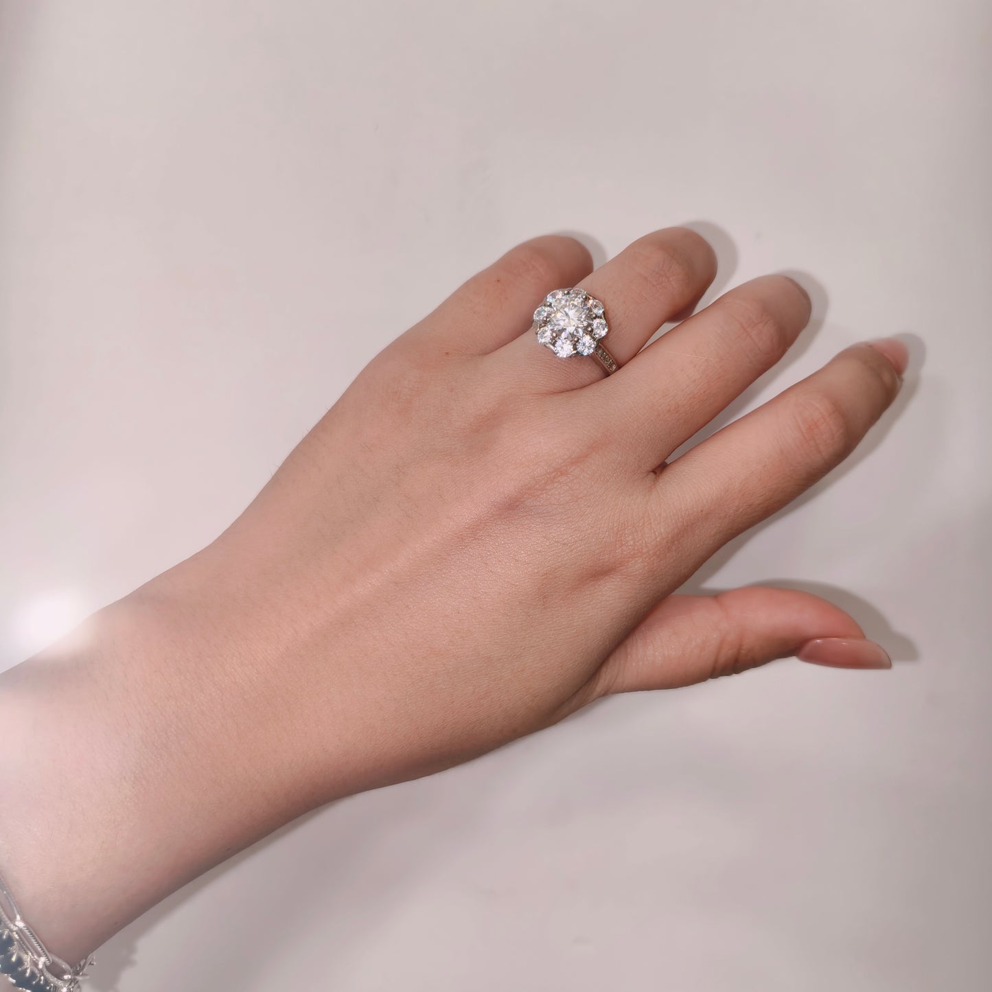 925 Silver Bouquet Shape Moissanite Ring