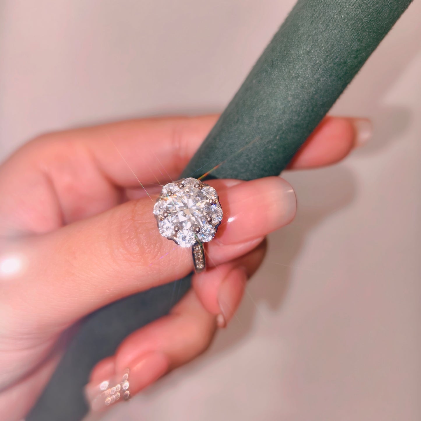925 Silver Bouquet Shape Moissanite Ring