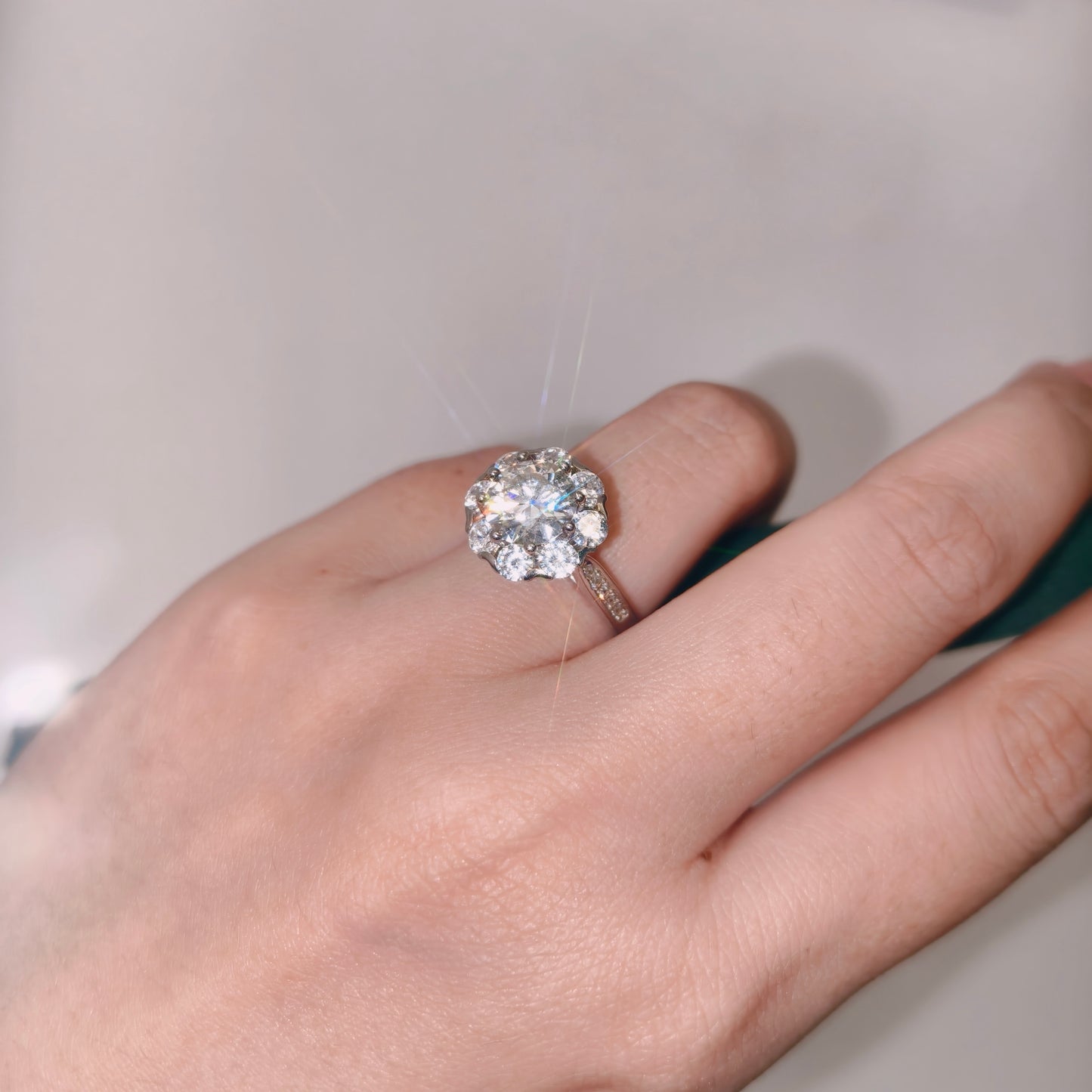 925 Silver Bouquet Shape Moissanite Ring
