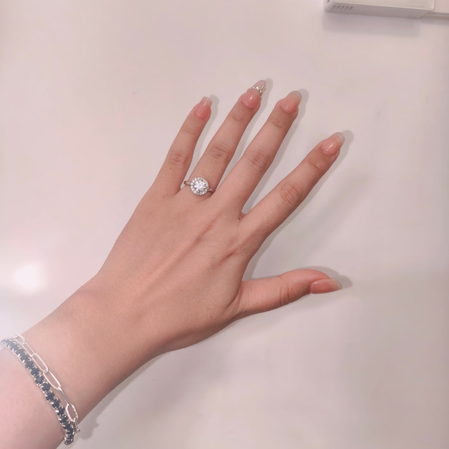 925 Silver Moissanite Simple Round Ring