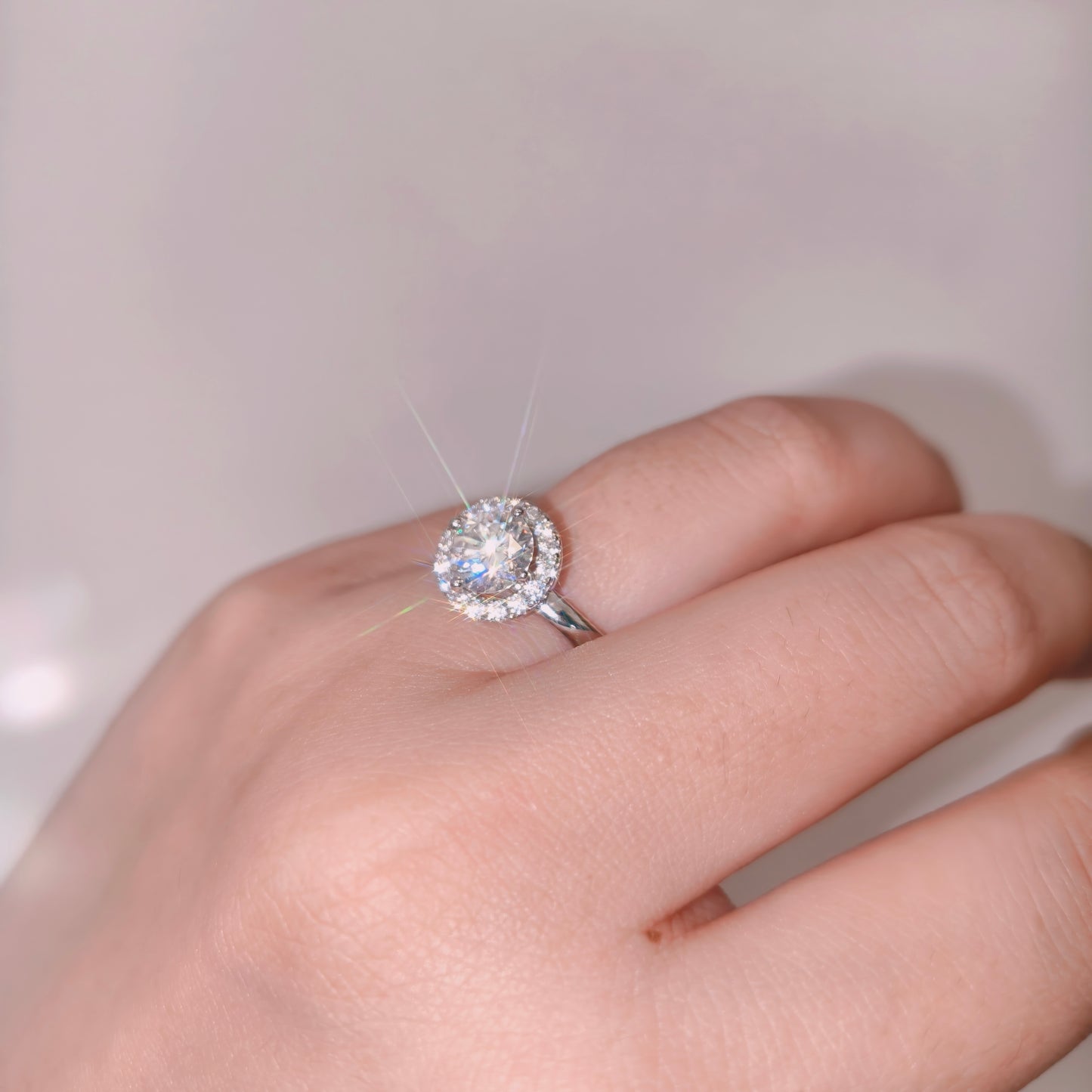925 Silver Moissanite Simple Round Ring