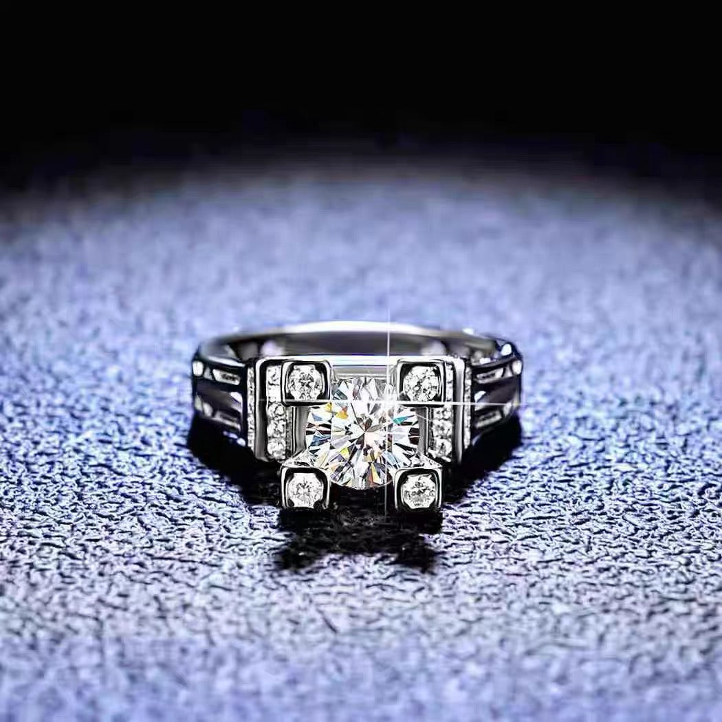1 Carat 925 Sterling Silver Eiffel Tower Moissanite Ring
